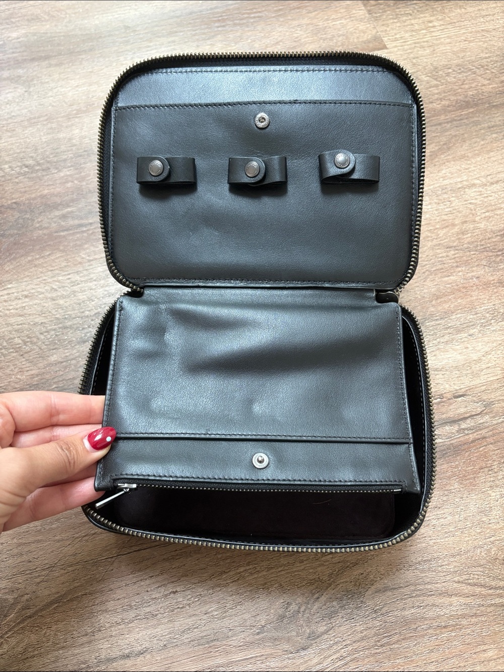 Coach Black Leather Zip Toiletry Case - Picture 3 of 6